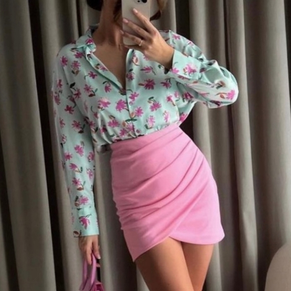 ZARA * mini skirt pink Size XS S M - Picture 2 of 15